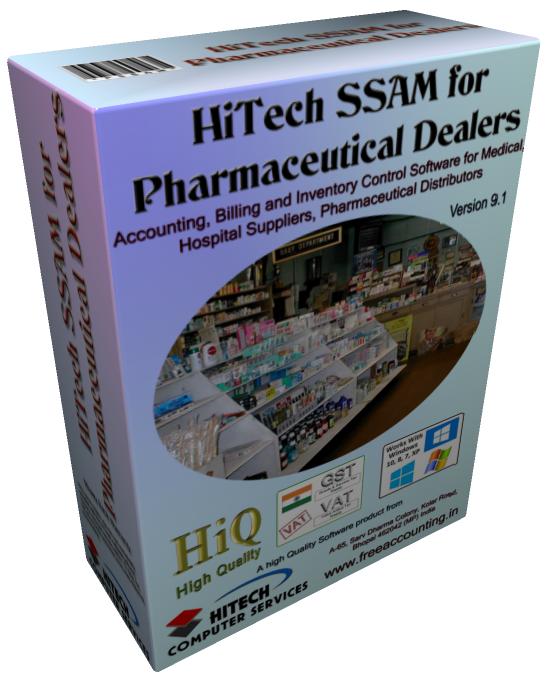 Hospital accounting software , account management software, keyword billing, Medical Supplier Inventory Control Software, Accounting Software Ireland, Druggist Accounting Software, Drug Store Software, Medicine Dealer Software, Accounting Software, Billing, Invoicing, Inventory Control and Accounting Software for Medicine Dealers, Stockists, Medical Stores. Modules :Customers, Suppliers, Products, Sales, Purchase, Accounts & Utilities. Free Trial Download