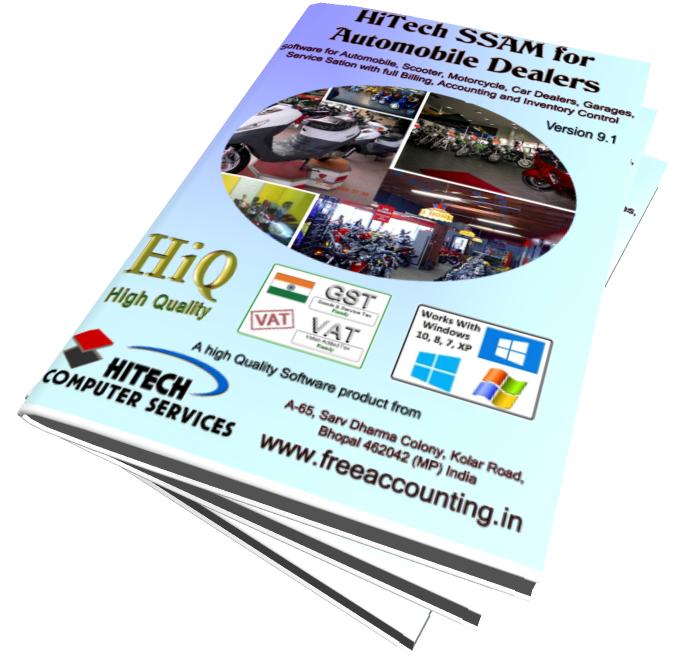 Automotive accounting , automobile accounting, Software for Scooter Dealers, automobile, HiTech SSAM for Automobile Dealers (Accounting Software), Automobile Software, Business Management and Accounting Software for automobile dealers, service stations. Modules :Customers, Suppliers, Products, Automobiles, Sales, Purchase, Accounts & Utilities. Free Trial Download