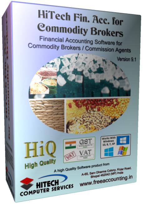 Brokerage software , commodity brokers, commodity brokerage, Accounting Software for Brokers, Clearing Forwarding Agent, HiTech Financial Accounting Software for Commodity Brokers, Commission Agents, Commodity Broker Software, Business Management and Accounting Software for commodity brokers, commission agents. Modules : Parties, Transactions, Payroll, Accounts & Utilities. Free Trial Download
