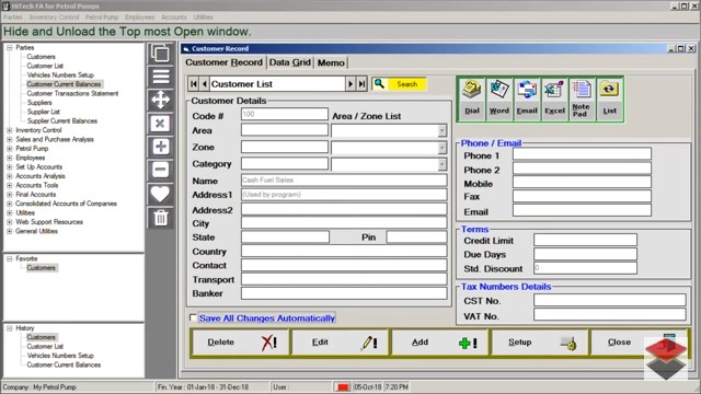 Petrol Pump accounting software, POS software for petrol pumps, POS, Business Management and Accounting Software for Petrol Pumps. Modules : Pumps, Parties, Inventory, Transactions, Payroll, Accounts & Utilities. Free Trial Download.