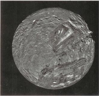 Miranda Moon of Uranus, Planet Uranus, the Outer Most Planet, Model of Uranus, Hubble Space Telescope image of Uranus, Cliff on Miranda, Planet Uranus, 